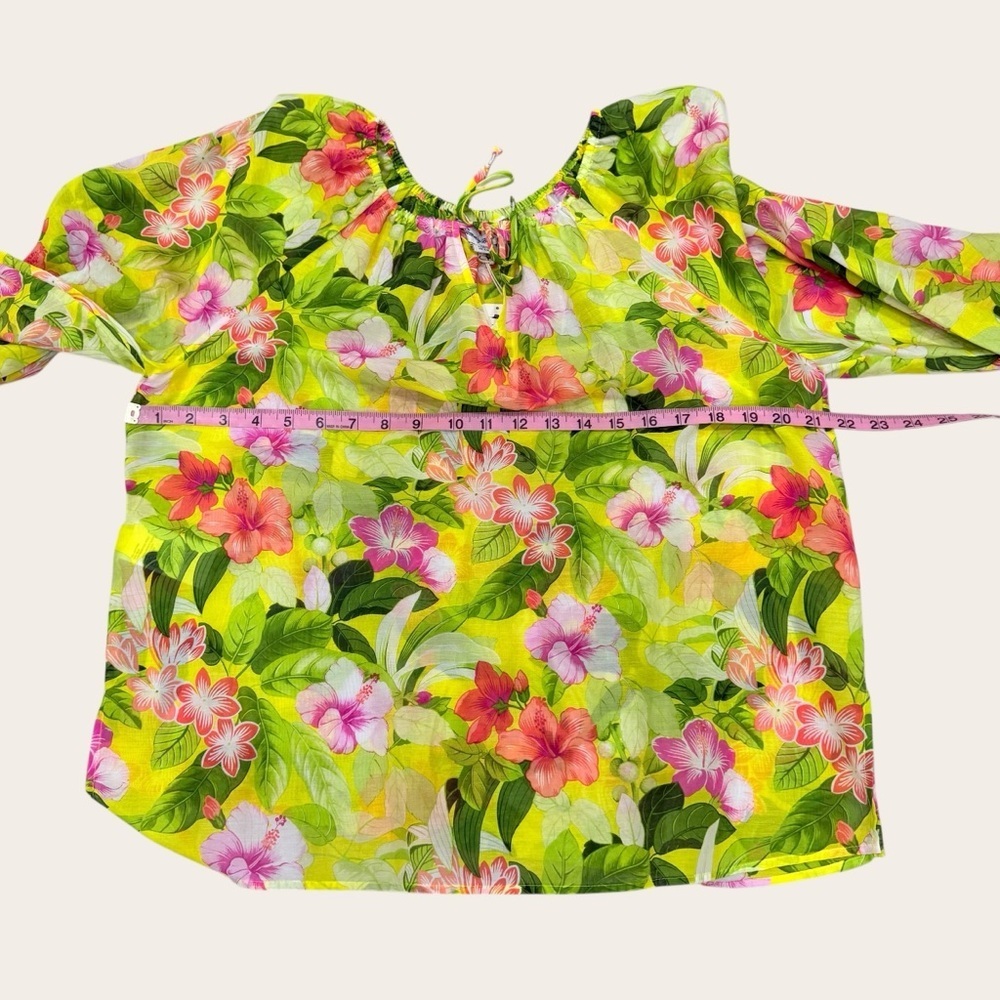 Tommy Bahama Small Happy Hour Flower Peasant Silk Blazing Yellow Top Blouse NWT - Picture 11 of 15